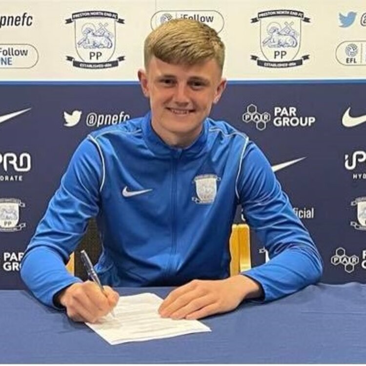 Image of Fifth Year pupil, Tom, signs for PNE on 2 year scholarship! 